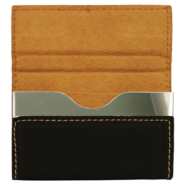 3 3/4" x 2 3/4" x 9/16" black leatherette business card... from ASI 74601 Calico