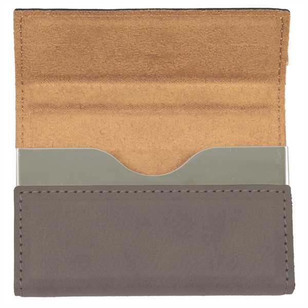 3 3/4" x 2 3/4" x 9/16" gray leatherette business card... from ASI 74601 Calico