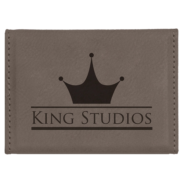 3 3/4" x 2 3/4" x 9/16" gray leatherette business card... from ASI 74601 Calico