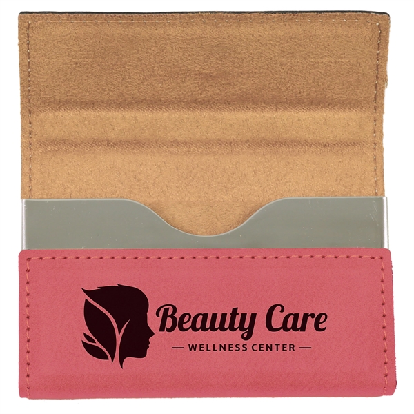 3 3/4" x 2 3/4" x 9/16" pink leatherette business card... from ASI 74601 Calico