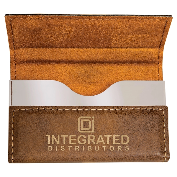 3 3/4" x 2 3/4" x 9/16" rustic brown leatherette business... from ASI 74601 Calico