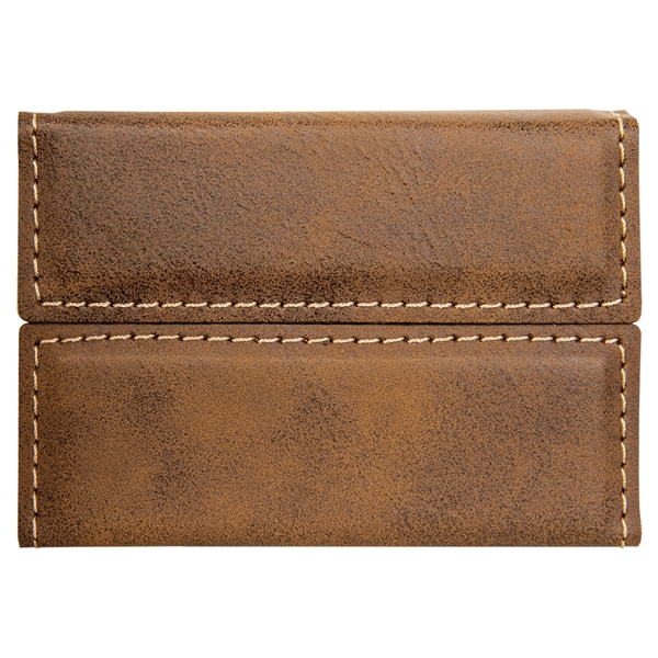 3 3/4" x 2 3/4" x 9/16" rustic brown leatherette business... from ASI 74601 Calico