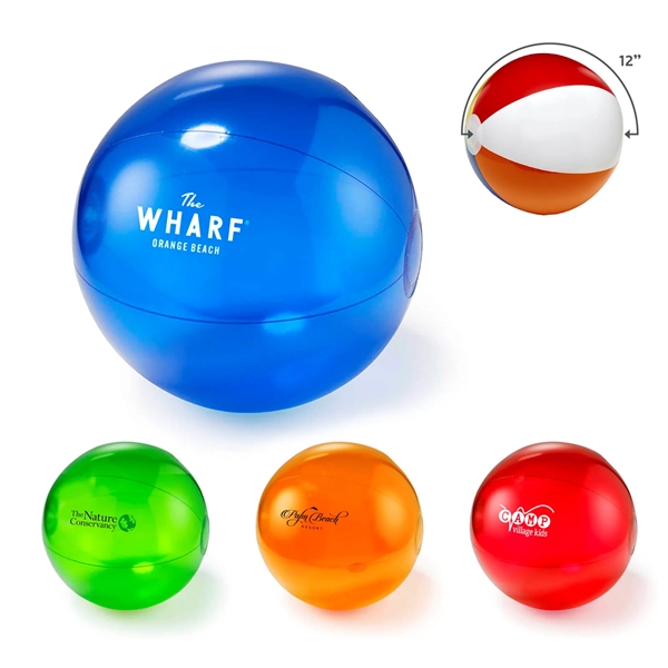 12" translucent PVC inflatable beach ball in assorted colors,.... from ASI 63549 Jornik Manufacturing Corp