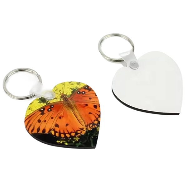 Heart shaped MDF keychain plus free sublimation heat transfer printing in... from ASI 37218 Athena Promo (tm)