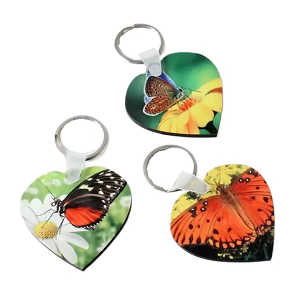 Heart shaped MDF keychain plus free sublimation heat transfer printing in... from ASI 37218 Athena Promo (tm)