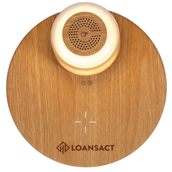 A 3-in-1 desktop phone charger, wireless speaker, and light all in... from ASI 61966 HPG / HandStands HPG Gold