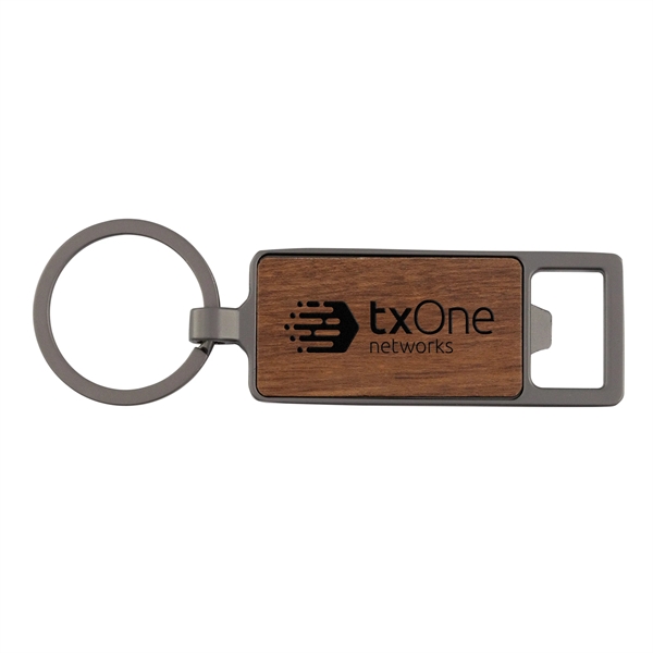 1" x 4" wood and zinc alloy keychain with one sided,... from ASI 52263 EMT