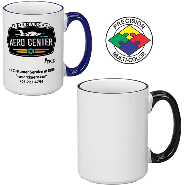 15oz White El Grande Mug Handle & Halo. Color accents available... from ASI 80093 Pyrographics / Pyrographics Line