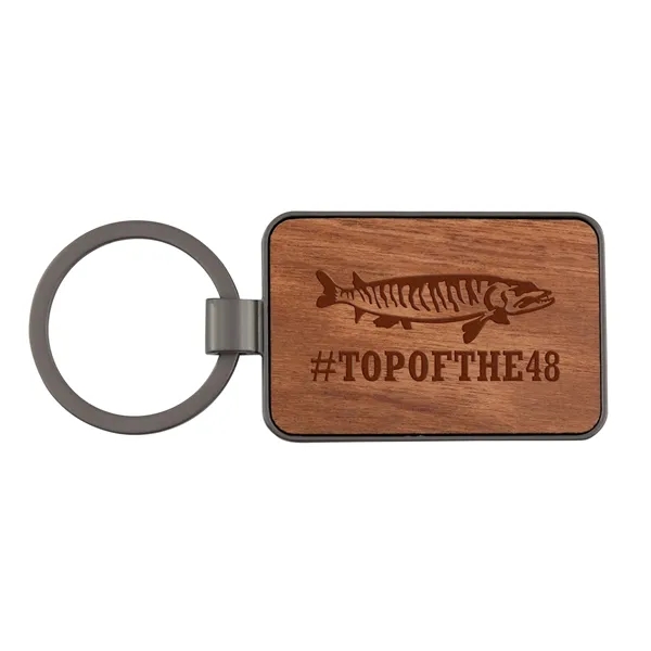 3" x 1.4" die cast metal key tag with wood inlay... from ASI 52263 EMT