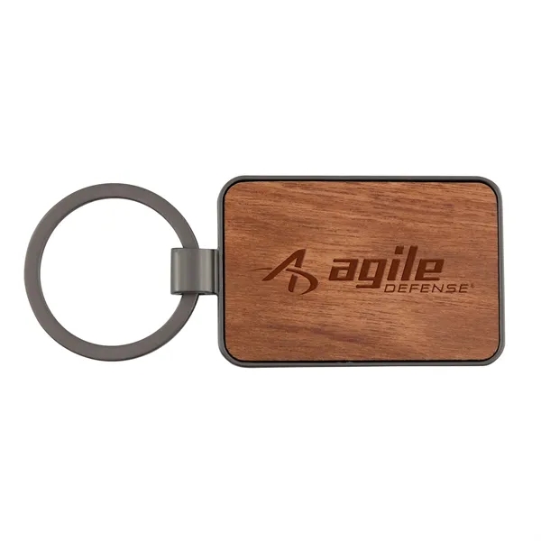 3" x 1.4" die cast metal key tag with wood inlay... from ASI 52263 EMT