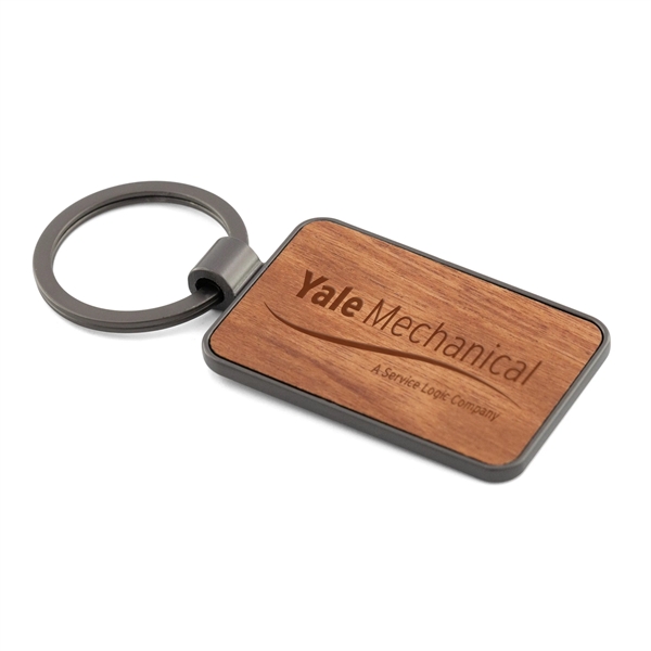 3" x 1.4" die cast metal key tag with wood inlay... from ASI 52263 EMT