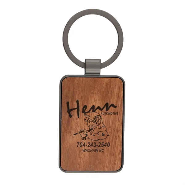 3" x 1.4" die cast metal key tag with wood inlay... from ASI 52263 EMT