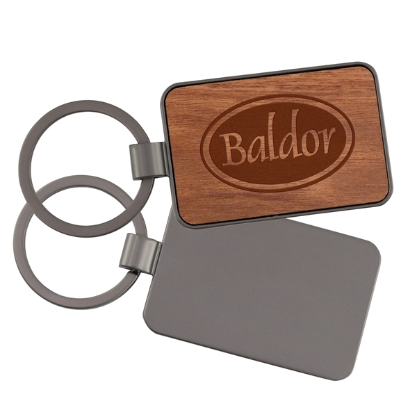 3" x 1.4" die cast metal key tag with wood inlay... from ASI 52263 EMT