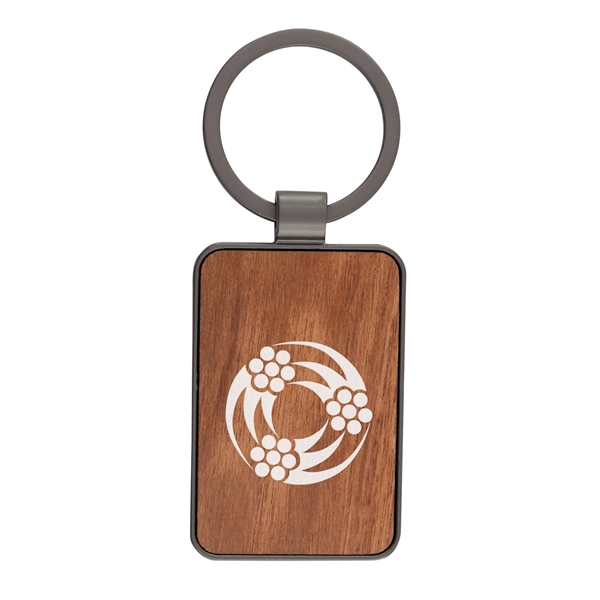 3" x 1.4" die cast metal key tag with wood inlay... from ASI 52263 EMT