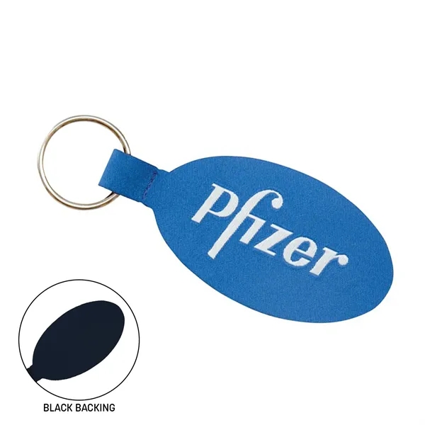 Oval  shaped polyester key fob with large split ring.... from ASI 92980 WOV-IN® / Universal Strap/Wov-In Line