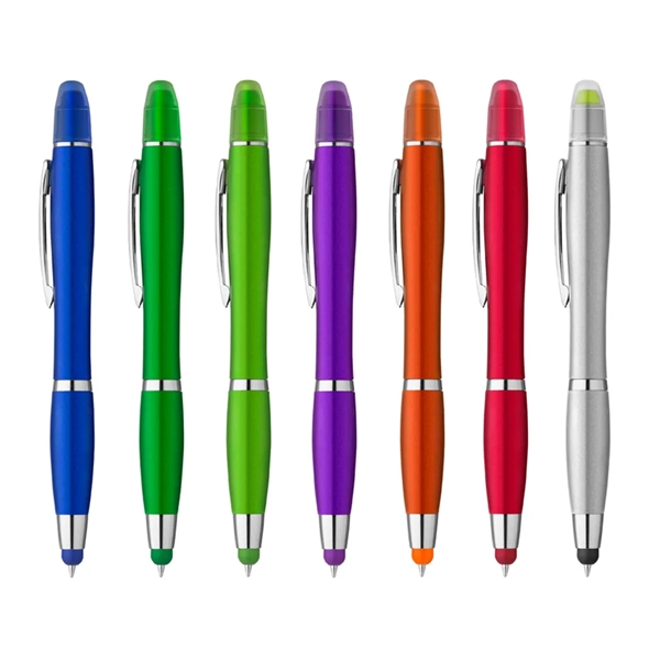 3-in-1 Plastic Ballpoint Pen with Highlighter and Soft Touch Stylus... from ASI 31517 Admart Products / Admart Line