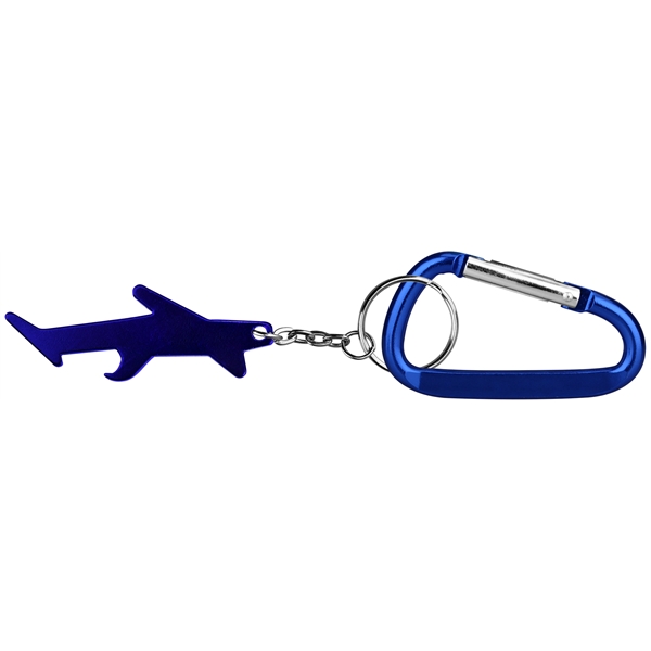 Plane shaped aluminum bottle opener with key chain and carabiner... from ASI 74585 Nu Promo International / Nu Promo Line
