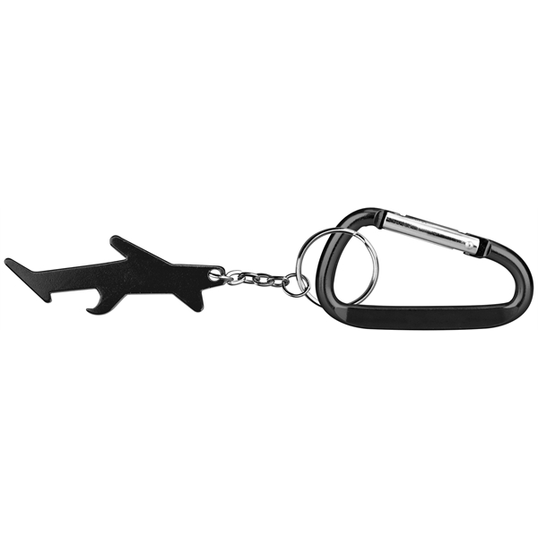 Plane shaped aluminum bottle opener with key chain and carabiner... from ASI 74585 Nu Promo International / Nu Promo Line
