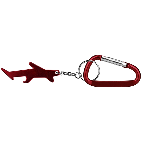 Plane shaped aluminum bottle opener with key chain and carabiner... from ASI 74585 Nu Promo International / Nu Promo Line