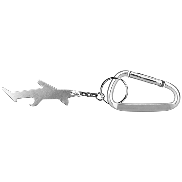 Plane shaped aluminum bottle opener with key chain and carabiner... from ASI 74585 Nu Promo International / Nu Promo Line