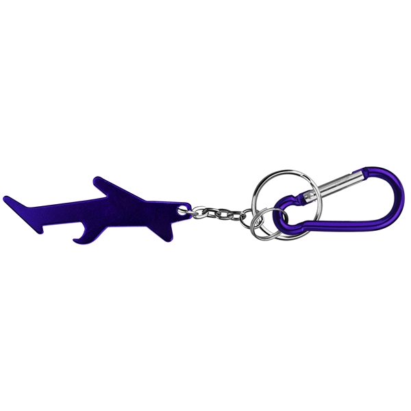 Plane shaped aluminum bottle opener with key chain and carabiner... from ASI 74585 Nu Promo International / Nu Promo Line