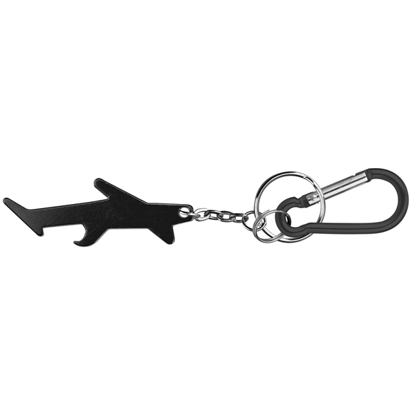Plane shaped aluminum bottle opener with key chain and carabiner... from ASI 74585 Nu Promo International / Nu Promo Line