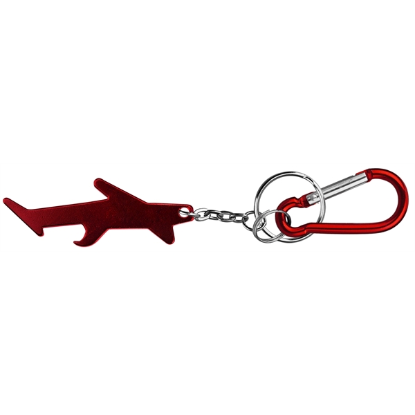 Plane shaped aluminum bottle opener with key chain and carabiner... from ASI 74585 Nu Promo International / Nu Promo Line