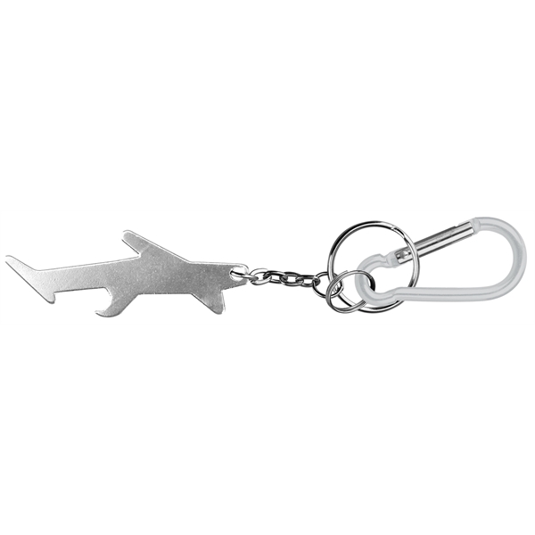 Plane shaped aluminum bottle opener with key chain and carabiner... from ASI 74585 Nu Promo International / Nu Promo Line