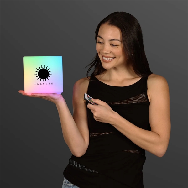 Blank or imprinted. 6" Mid-Size Light Cube, Remote Controlled Decor... from ASI 34194 ALightPromos / Alight Promotional Products