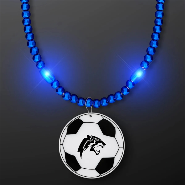 LED Bead Necklace with Soccer Ball Medallion; Imprinted Pricing... from ASI 34194 ALightPromos / Alight Promotional Products