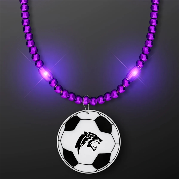 LED Bead Necklace with Soccer Ball Medallion; Imprinted Pricing... from ASI 34194 ALightPromos / Alight Promotional Products
