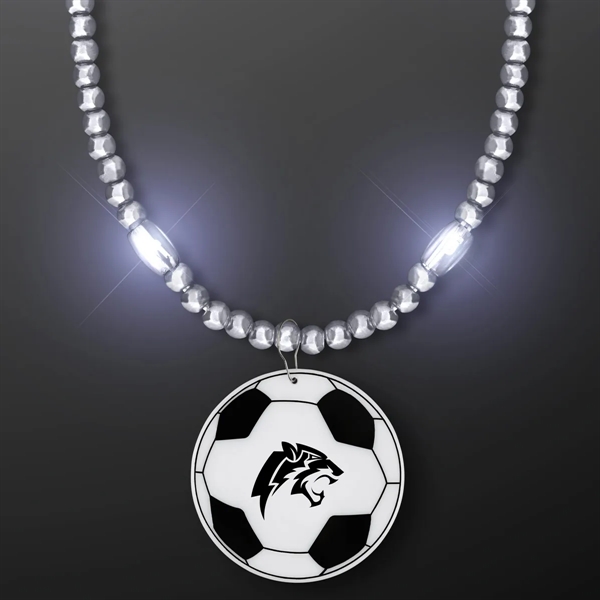 LED Bead Necklace with Soccer Ball Medallion; Imprinted Pricing... from ASI 34194 ALightPromos / Alight Promotional Products
