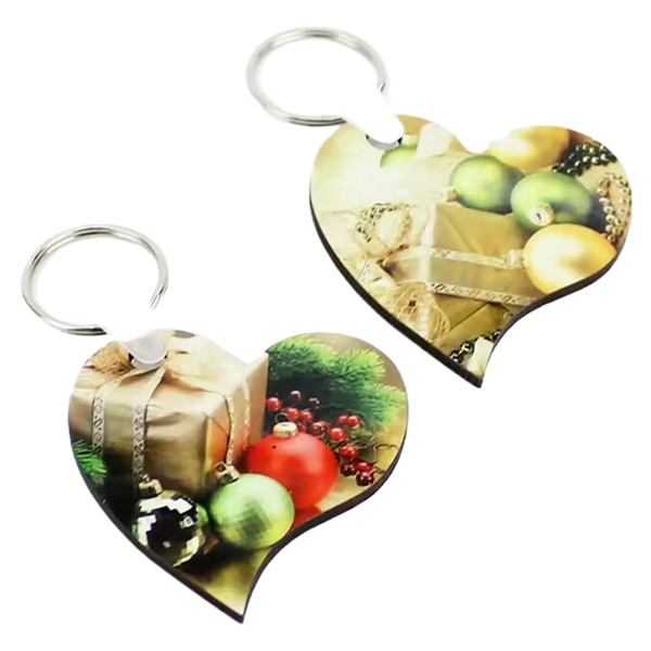 Heart shaped MDF keychain plus free sublimation heat transfer printing in... from ASI 37218 Athena Promo (tm)