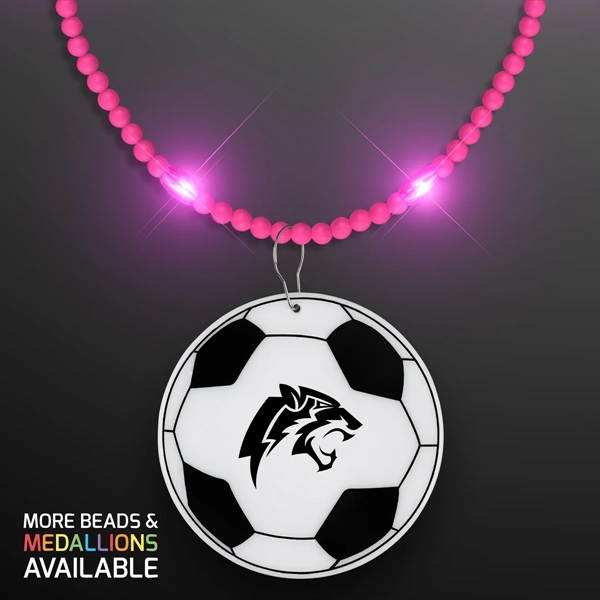 Still-Light Beads with Soccer Ball Medallions; Imprinted Pricing... from ASI 34194 ALightPromos