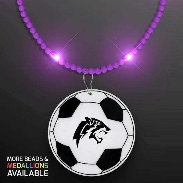 Still-Light Beads with Soccer Ball Medallions; Imprinted Pricing... from ASI 34194 ALightPromos