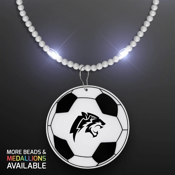 Still-Light Beads with Soccer Ball Medallions; Imprinted Pricing... from ASI 34194 ALightPromos