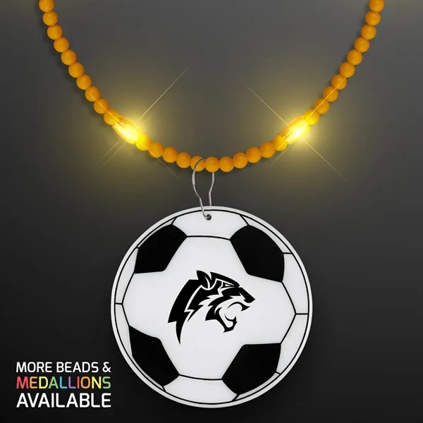 Still-Light Beads with Soccer Ball Medallions; Imprinted Pricing... from ASI 34194 ALightPromos