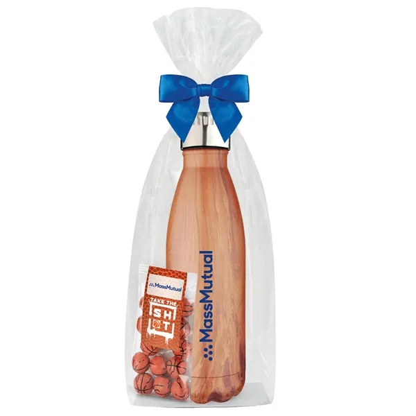 Insulated water bottle with chocolate basketballs... from ASI 71685 Midnite Snax® / Promo Revolution