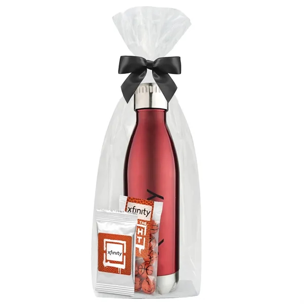 Insulated water bottle with chocolate basketballs... from ASI 71685 Midnite Snax® / Promo Revolution