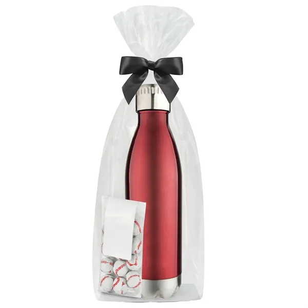 Insulated water bottle with chocolate baseballs... from ASI 71685 Midnite Snax® / Promo Revolution