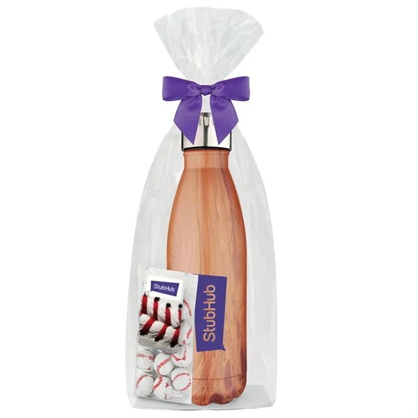 Insulated water bottle with chocolate baseballs... from ASI 71685 Midnite Snax® / Promo Revolution