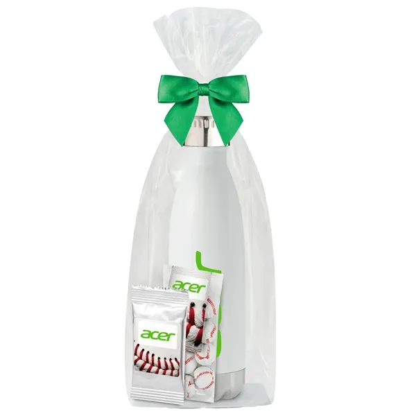 Insulated water bottle with chocolate basketballs... from ASI 71685 Midnite Snax® / Promo Revolution