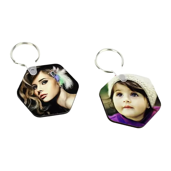 Hexagon shaped MDF keychain plus free sublimation heat transfer printing in... from ASI 37218 Athena Promo (tm)