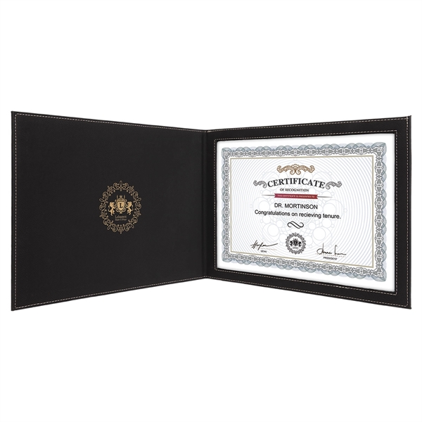 9" x 12" durable certificate holder made of black leatherette that... from ASI 74601 Calico