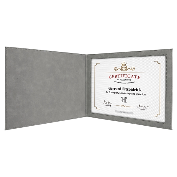 9" x 12" durable certificate holder made of gray leatherette that... from ASI 74601 Calico