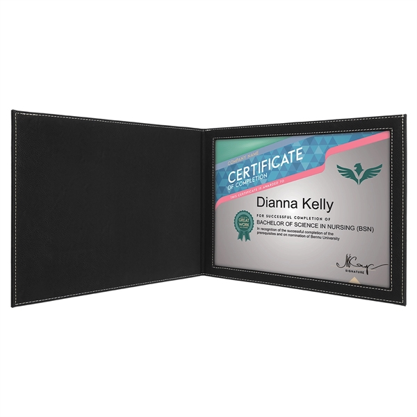 9" x 12" durable certificate holder made of black leatherette that... from ASI 74601 Calico