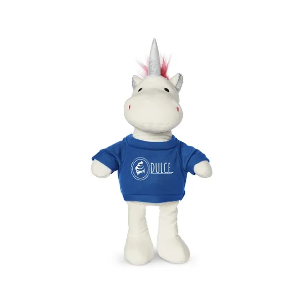 5.25" x 15" x 3.25" 100% polyester plush unicorn with customizable... from ASI 79530 Prime Line