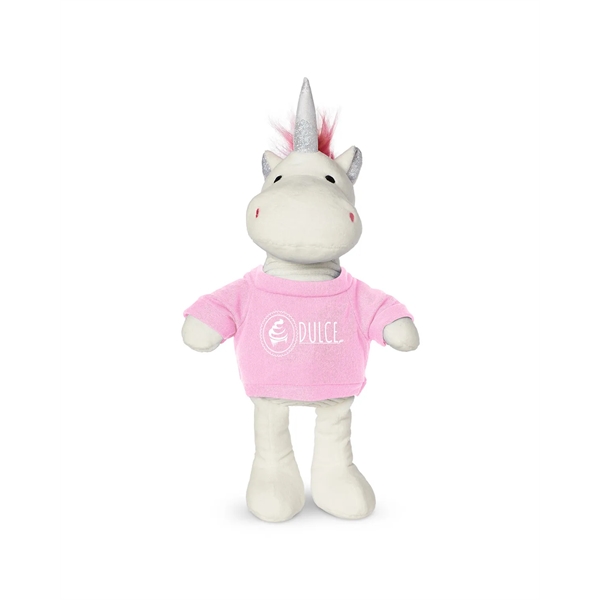 5.25" x 15" x 3.25" 100% polyester plush unicorn with customizable... from ASI 79530 Prime Line