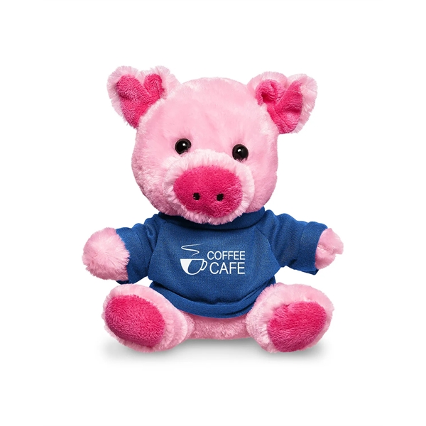 4" x 7.75" x 6" plush polyester pig in custom color... from ASI 79530 Prime Line