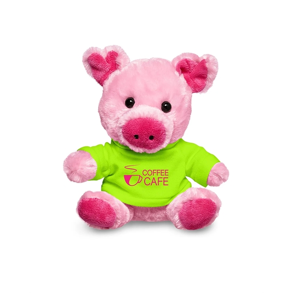 4" x 7.75" x 6" plush polyester pig in custom color... from ASI 79530 Prime Line